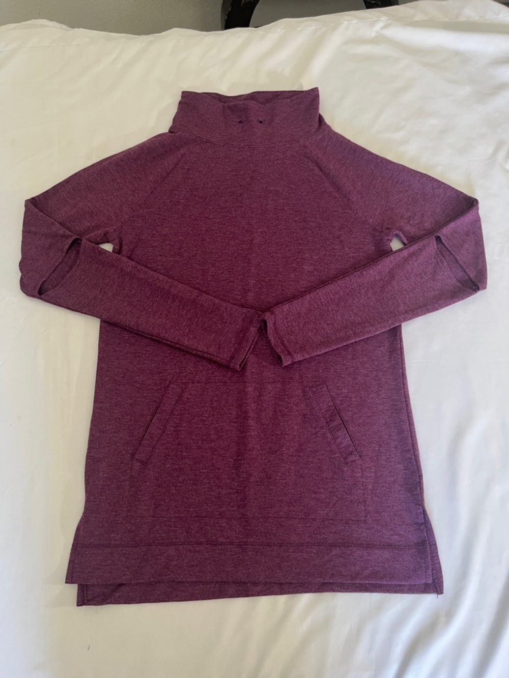 Long Sleeve Funnel Neck Tunic in Plum Heather